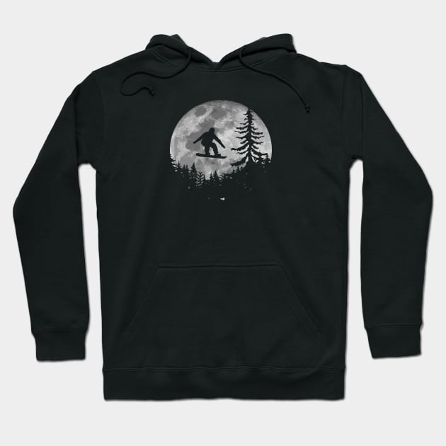 Snowboard Moon Silhouette Vintage Snowboarding Hoodie by TeeCreations